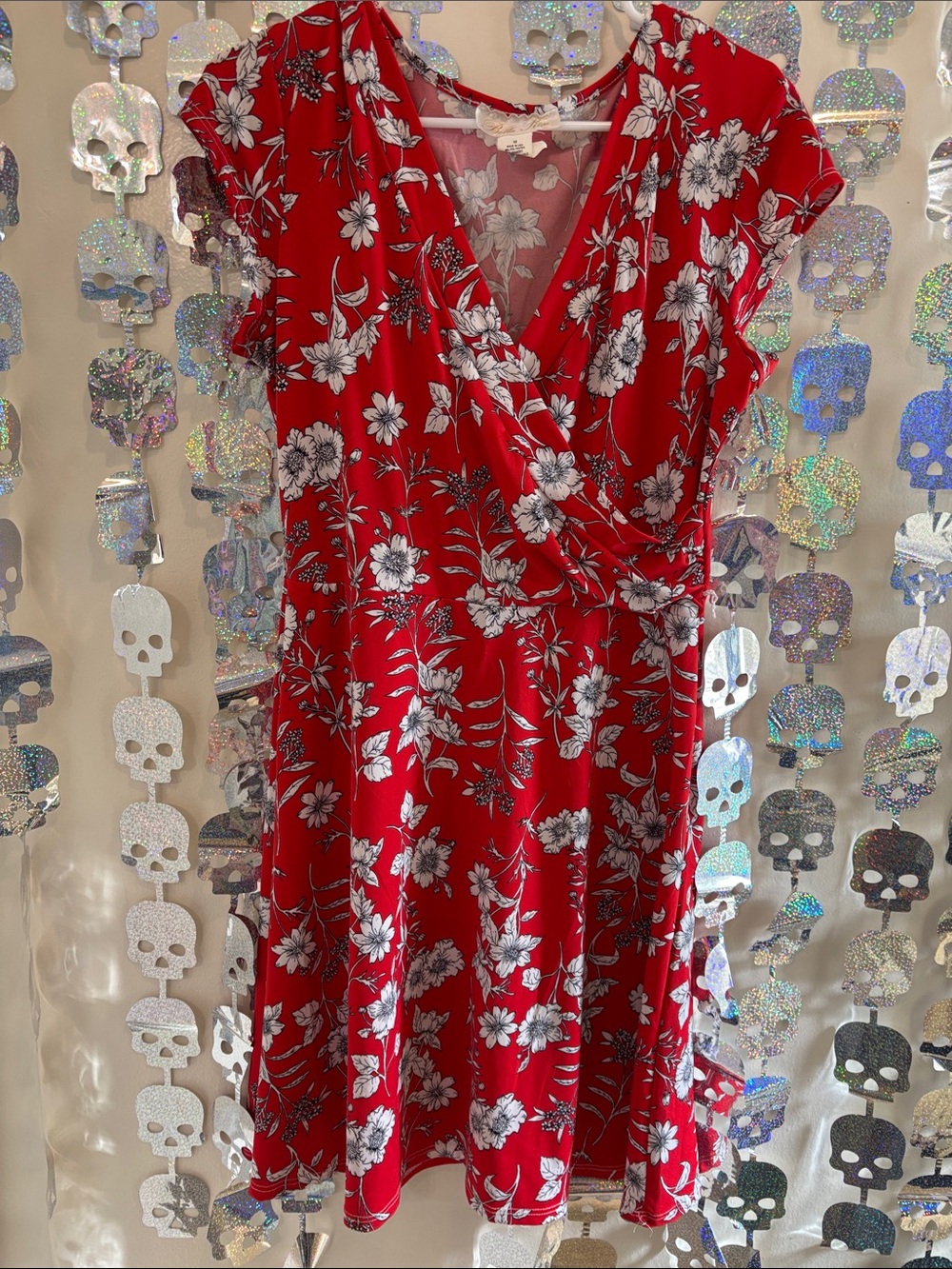 Bella Rose Closet Red Floral Wrap Midi Dress